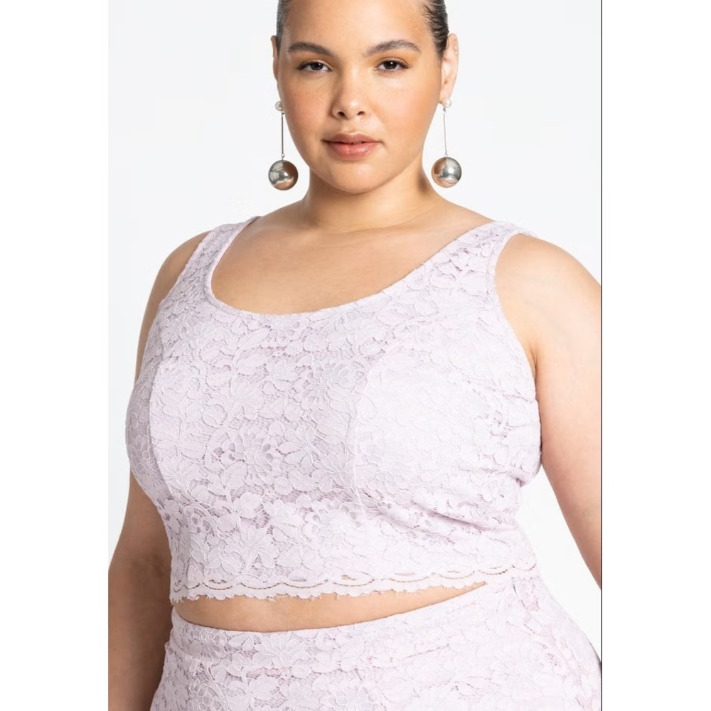 "NWT" ELOQUII Fine Lace Top In Fair Orchid- Women's Size 20- Fairycore Floral‎